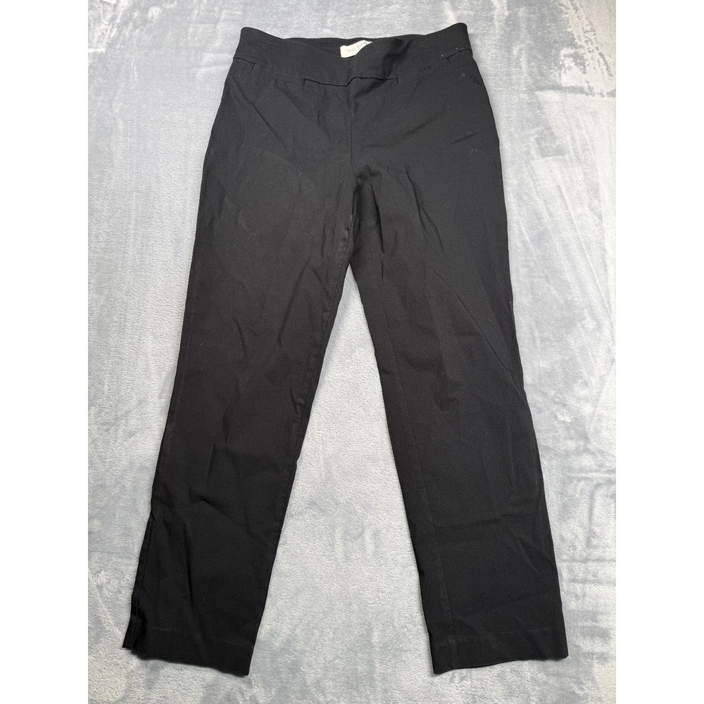 Talbots Ankle Pants Women 6 Black Flat Front High Rise Slash Pocket Straight Leg